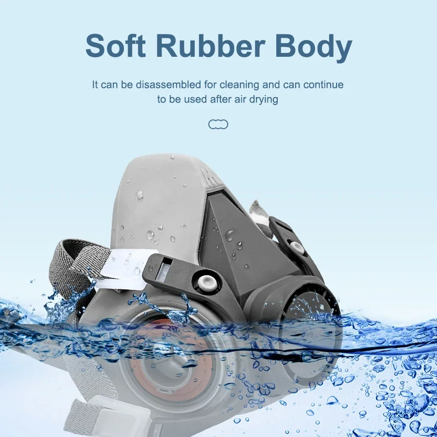 Original 6200 Respirator Reusable Half Face Cover Gas Mask with Cotton Filter Goggles for Painting Spray Polishing Work Safety