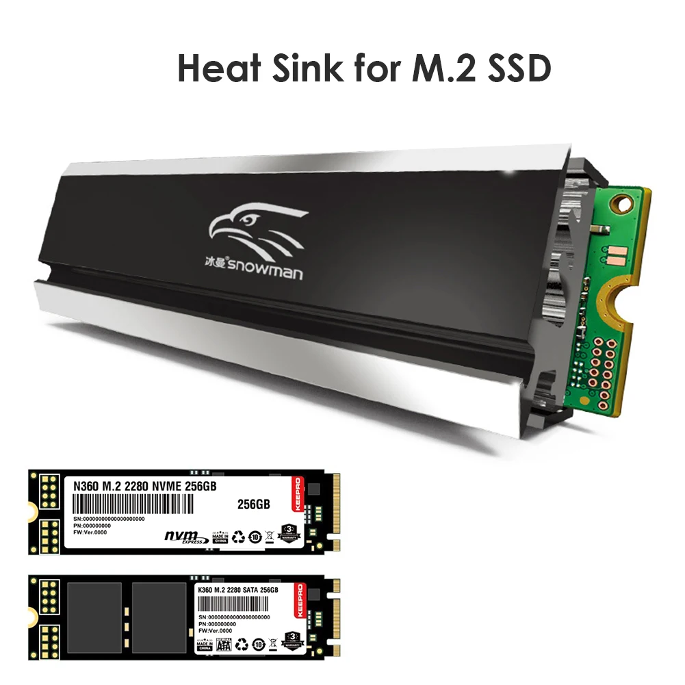 SNOWMAN Heat Pipe M2 Heatsink SSD Cooler 2280 Solid State Hard Disk M.2
