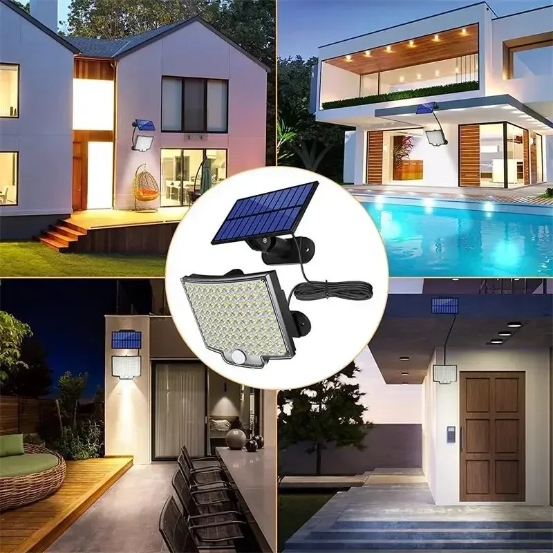 106LED Split Solar Lamp 3 Lighting Mode Outdoor Decoration Sunlight Wall Light PIR Motion Sensor Waterproof Garden Garage Lamp