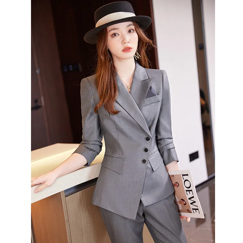 H Han Queen Korean Autumn Winter 3 Pieces Set Women Contrast