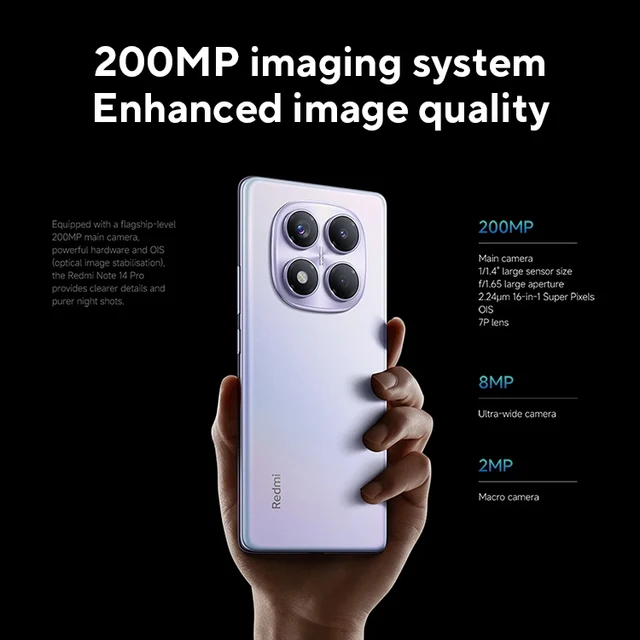 Premiere mondial Version mondiale Xiaomi Redmi Note 14 Pro 4G Smartphone 200MP AI caméra MediaTek Helio G100-Ultra 6.67 "5500mAh 3