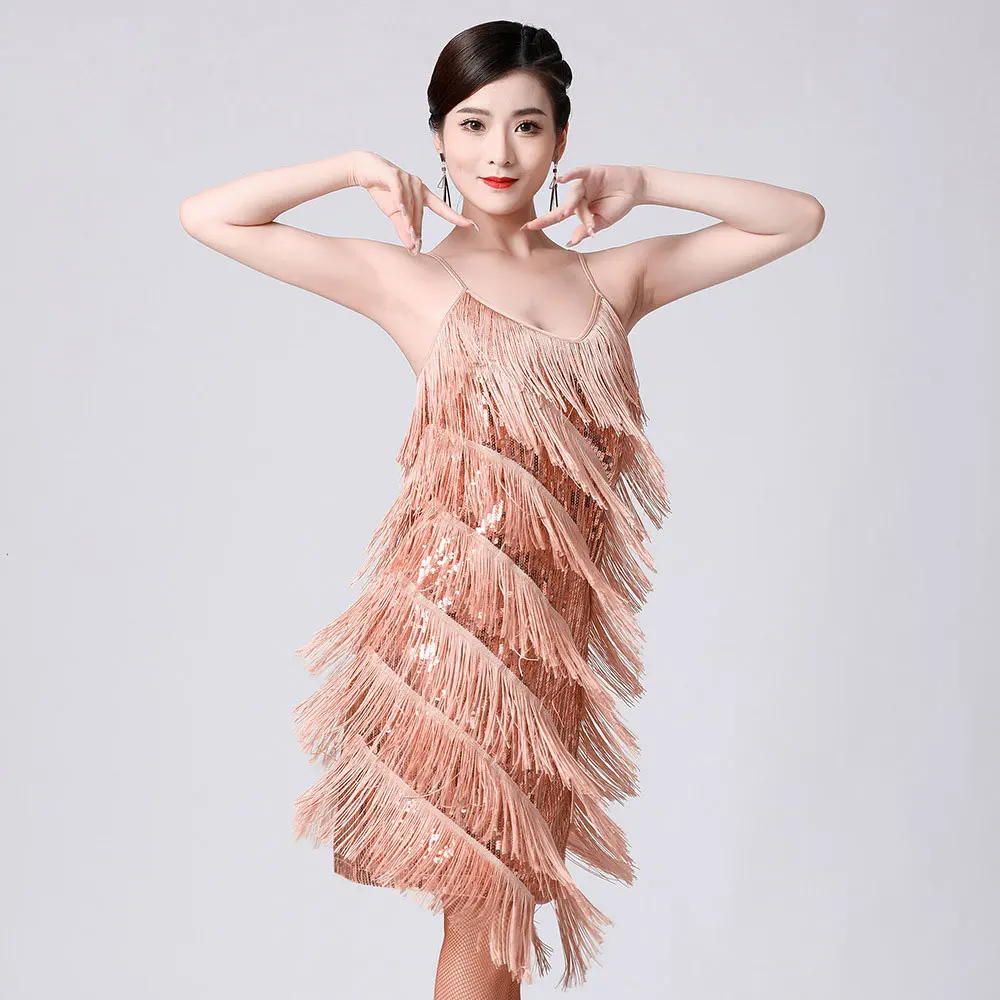 Women's Glamorous Sequined Dance Dress for Latin and Ballroom Styles