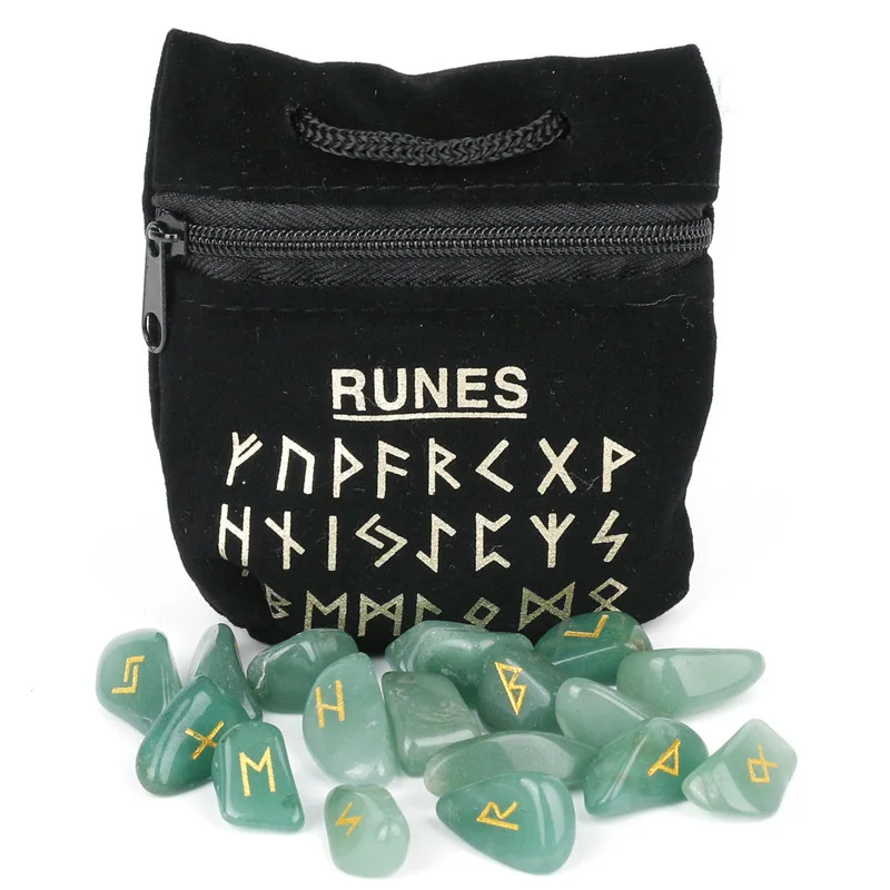 

25PCS Natural Rune Stone Unshaped Natural Crystal Energy Stone Rune Carving Letter Pattern Energy Stone