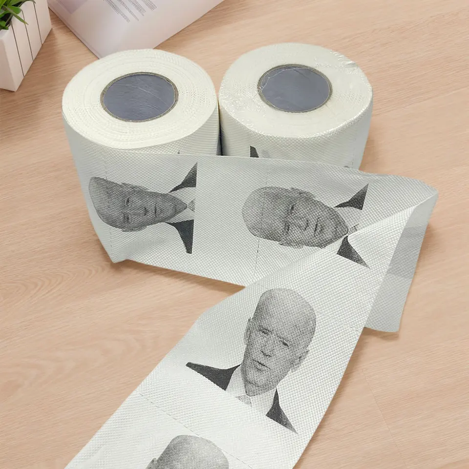 Donald Trump Toilet Paper Roll Tissue Fun Paper Tissue Novelty Toilet Paper Prank Gift Dustless Nontoxic Bathroom Toilet Paper