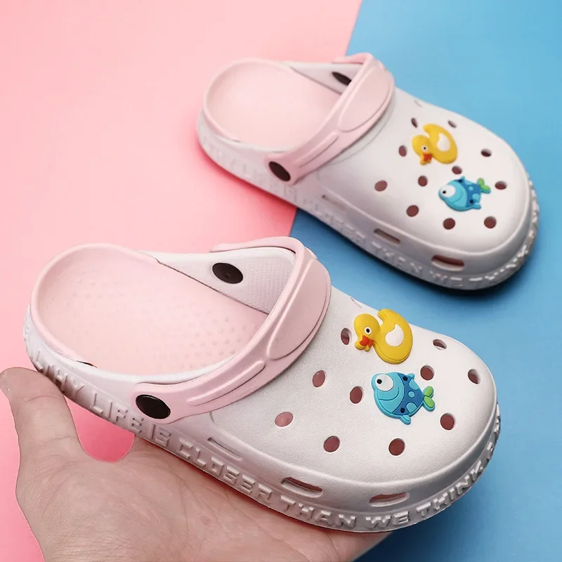 Kids Mules & Clogs Summer Baby Boys Girls Sandals Flat Heel Parent-child Beach No-Slip Slippers Children Garden Shoes H24-1