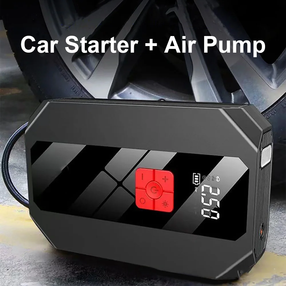 GKFLY 4 In 1 Car Jump Starter with Air Compressor 26800mAh Portable Booster Charger 1200A Car Air Pump Battery Starting Device