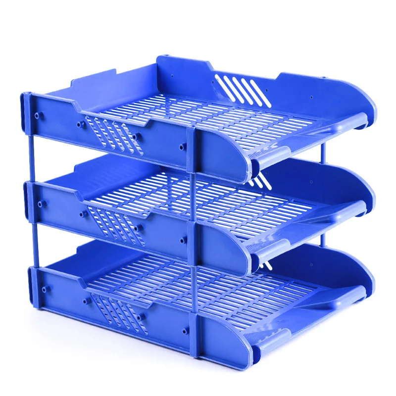 office accessories organizer plastic three-layer horizontal file rack/tiered tray/file holder/shelving/desk storage/tier trays