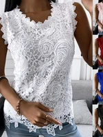 T-shirt vintage en dentelle pour femmes, mode estivale pour dames, Jacquard fibrCasual S-5XL Floral glacamisole Halter top 4
