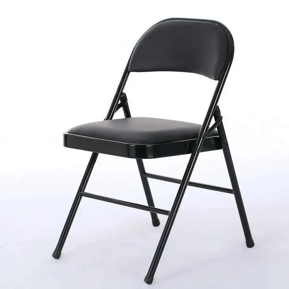 New 4 Pack Folding Chairs Fabric Upholstered Padded Seat Metal Frame Home Office