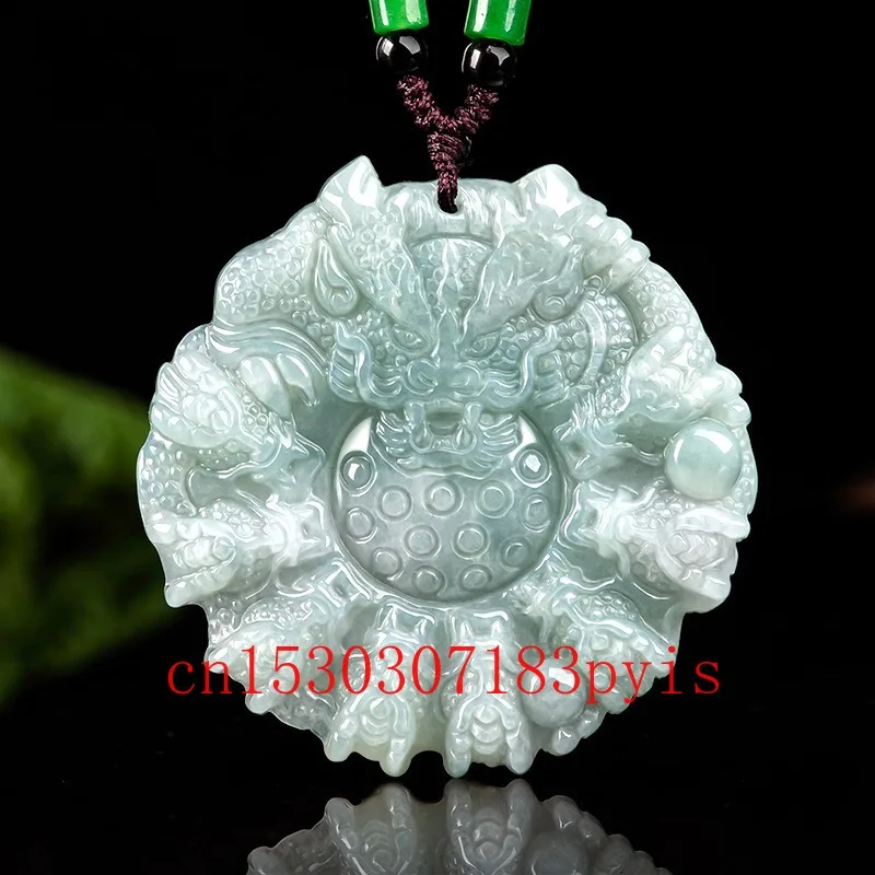 

Burmese Emerald Jade Zodiac Dragon Pendant Necklace Fashion Jewelry Natural Jadeite Carved Accessories Charm Amulet Gifts Women