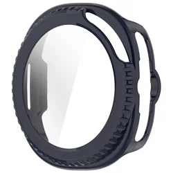 Enhanced Shockproof Screen Casing with Tempered Glass Film for Smartwatch Protection (Ink Blue)