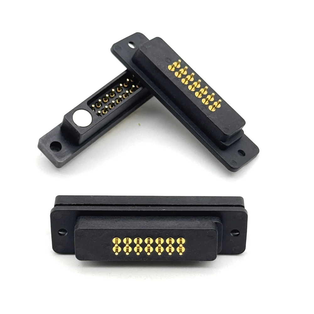 1 세트 2A 2Pin DC 마그네틱 포고 핀 커넥터 14Pin 포고핀 남성 여성 스프링 장착 DC 전원 소켓 피치 2.54mm
