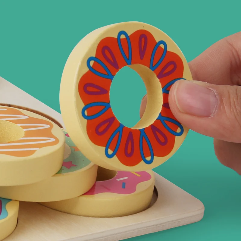 Wooden Doughnut Colors Pairing Toys Montessori Early Education Puzzle Color Matching Game Kindergarten Game Teaching Aids 5