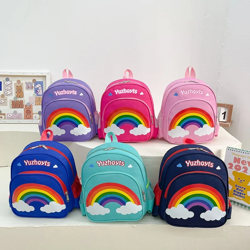 High-capacity Baby Girls Boys Nylon Cartoon Rainbow Small Backpacks 2022 New Children Lovely Kindergarten School Bags Popular