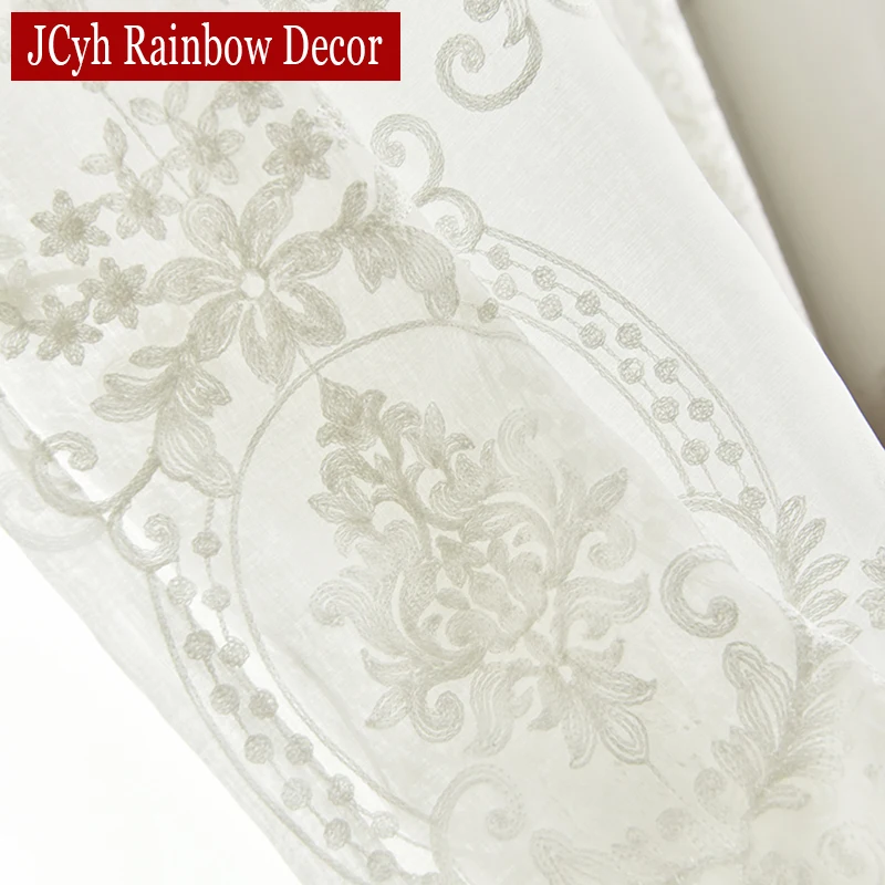 Embroidered White Tulle Curtains For Living Room Hall European Lace Voile Sheer Curtains For Window Bedroom Girl Drapes sheer curtains window curtains decor curtains embroidered curtains