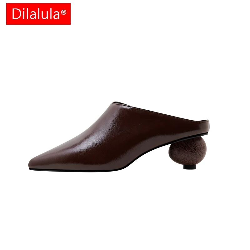 

Dilalula новые остроносые женские туфли из овечьей шкуры, тапочки и полупальцы