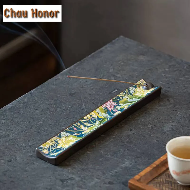 Color Enamel Ceramics Incense Sticks Holder Home Crafts Ornaments Incense Sticks Burner Interior Meditation Insence Burner Stand