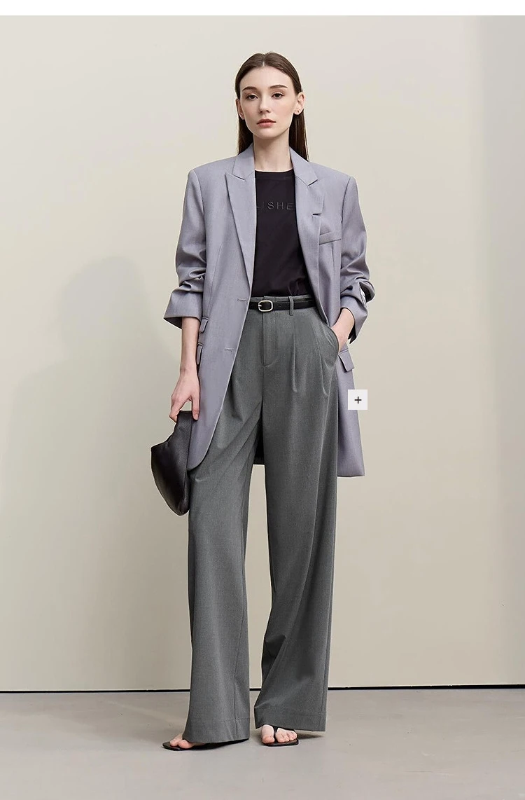 Amii Minimalism Women' S Pants 2026 Spring New Versatile Pleated Loose Wide-leg Pants Solid Color Casual Basic Trousers 12641076