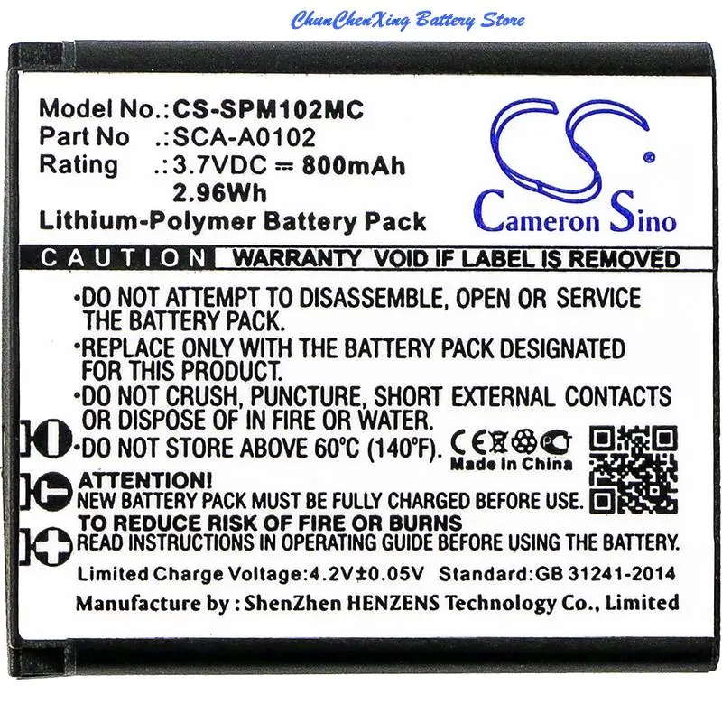 Batteria Per Fotocamera Da 800Mah Sca-A0102 Per Prisma Sena Sena, Action Camera Bluetooth Prisma, Sca10, S7A-Sp15