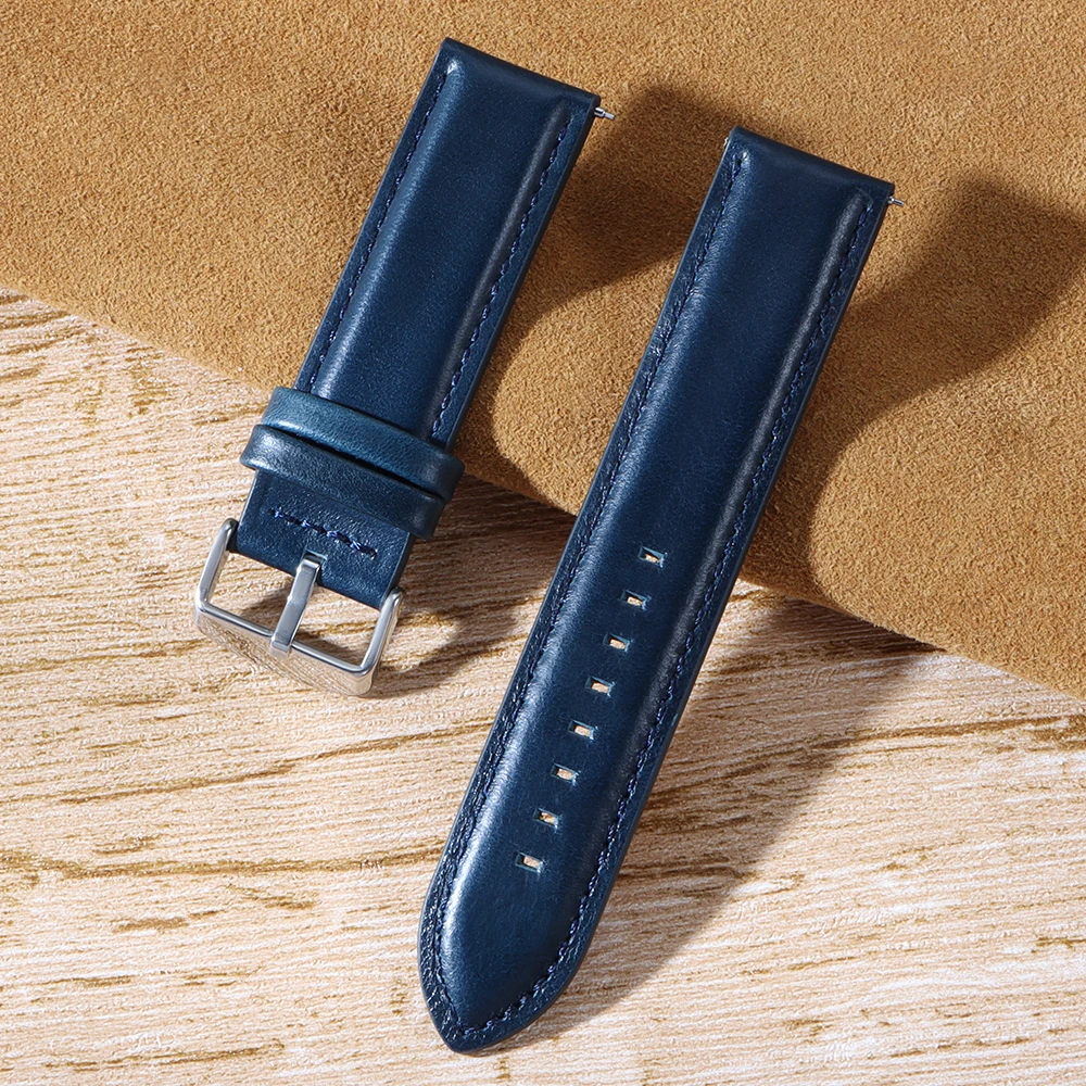 Vintage Cowhide Leather Watch Strap - Classic Universal Wristband