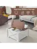 Karl Home Square Coffee Table With Storage Farmhouse Rustic White Coffee Tables For Living Room Wood Center Table With H 3