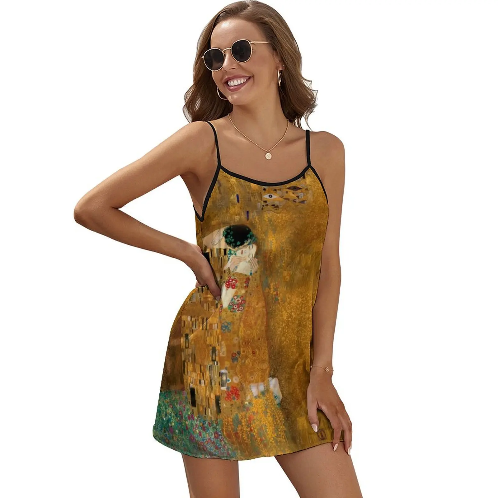 

Klimt-женское платье с поцелуями без рукавов, летний женский костюм, платья для выпускного вечера, пляжные наряды для женщин