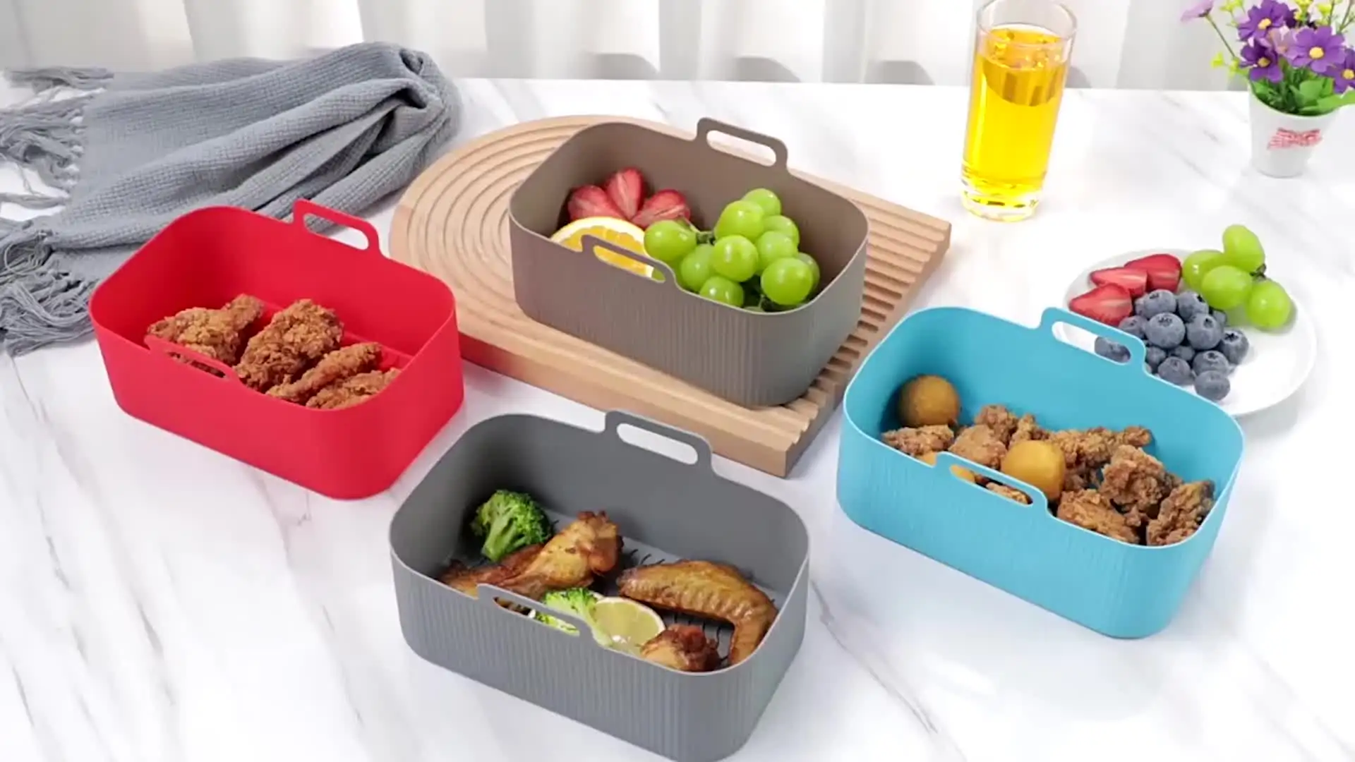 2 Stück Silikonformen Für Heißluftfritteuse - 21cm Backeinsätze Hitzebeständig