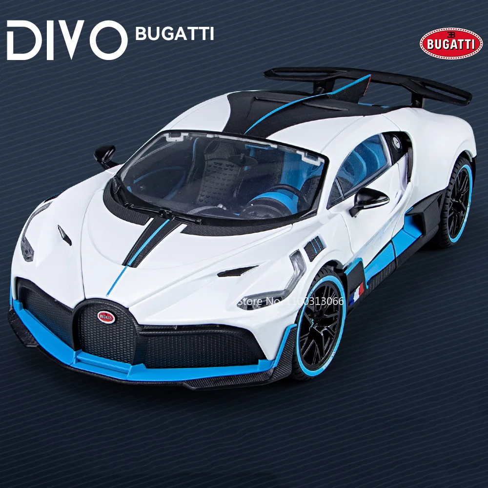 

1/18 Bugatti DIVO Cars Model Diecast Toys Rubber Tires Sports Car Models With Light Music Vehicle Toy For Children Festival Gift