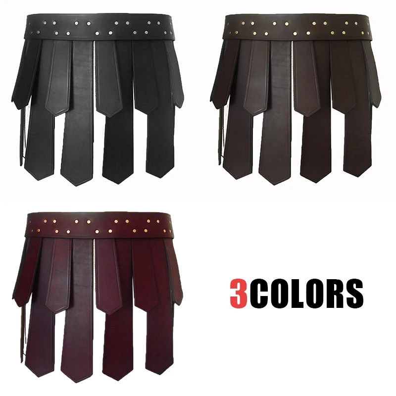 Ancient Roman Dress Legion Gladiator Battle Belt Skirt Men Women Steampunk PU Leather Armor Medieval Greek LARP Party Cosplay leather belt halloween costume prop