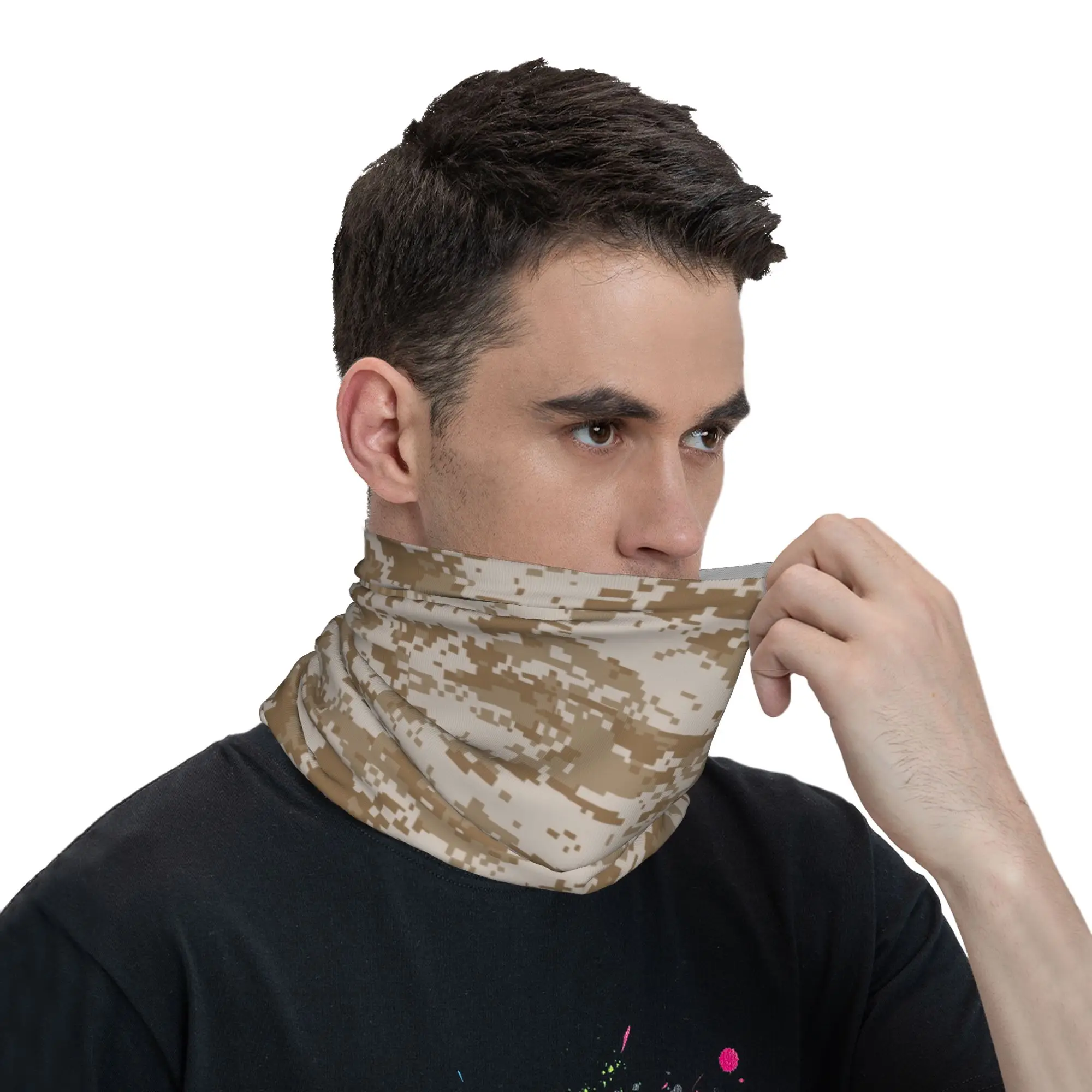 Benutzerdefinierte digitale Wüste Camo Bandana Hals Gamasche winddicht Gesicht Schal Abdeckung Frauen Männer Military Camouflage Kopfbedeckung Rohr Sturmhaube – Detail 8