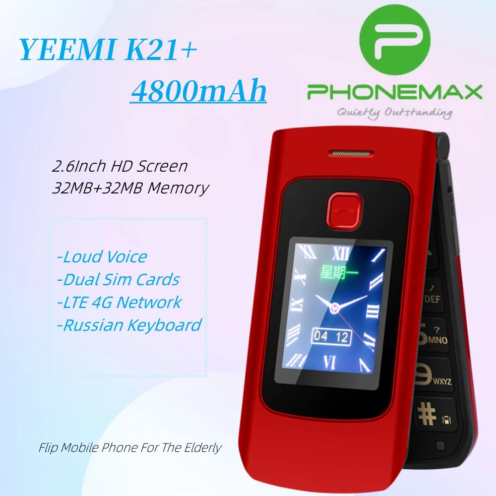 YEEMI-K21-Flip-Mobile-Phone-LTE-4G-WCDMA-3G-GSM-2G-Real-1150mAh-Dual ...