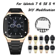 

41mm 45mm Stainless steel Strap Compatible with Apple Watch 44mm Metal Case for iWatch 7 Series 6 SE 5 4 DIY Modification Set