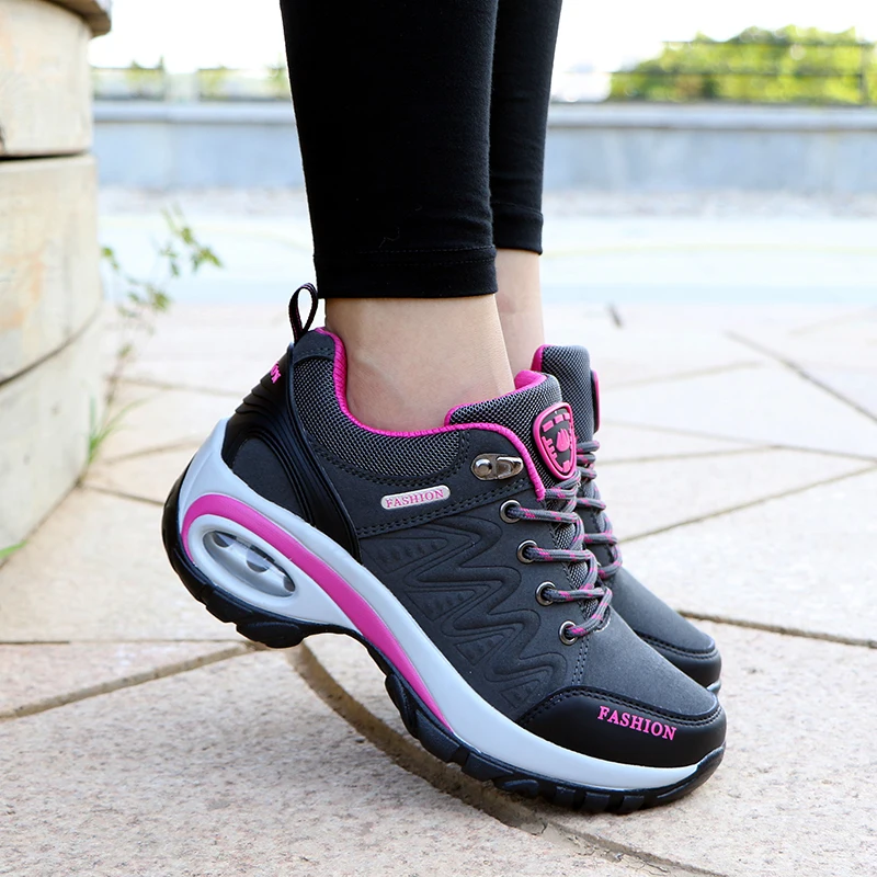 Sneakers Womens Air Cushion Athletic Walking Shoes Breathable Sport Lace Up Hight Platform Casual Shoes