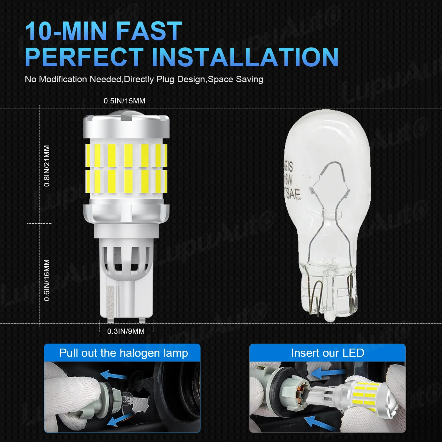 ANMINGPU T15 LED  ĵ  , ڵ  Ĺ , 921 912 LED ,  , ڵ  6000K, 2000LM W16W, 2 