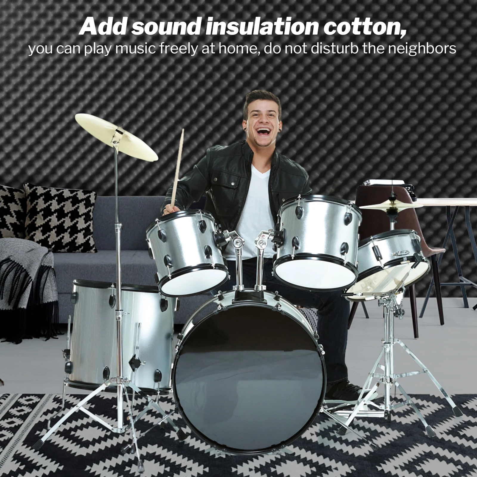 Auto Studio Sound Acoustic Absorption Car Heatproof Wave Foam Deadener Car  Soundproof Cotton Insulation Mat - Sound & Heat Insulation Cotton -  AliExpress