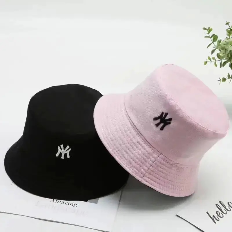 Unisex Letter Embroidery Two-sided Bucket Hats Fishermen Caps Outdoor Casual Cap Sunscreen Hat