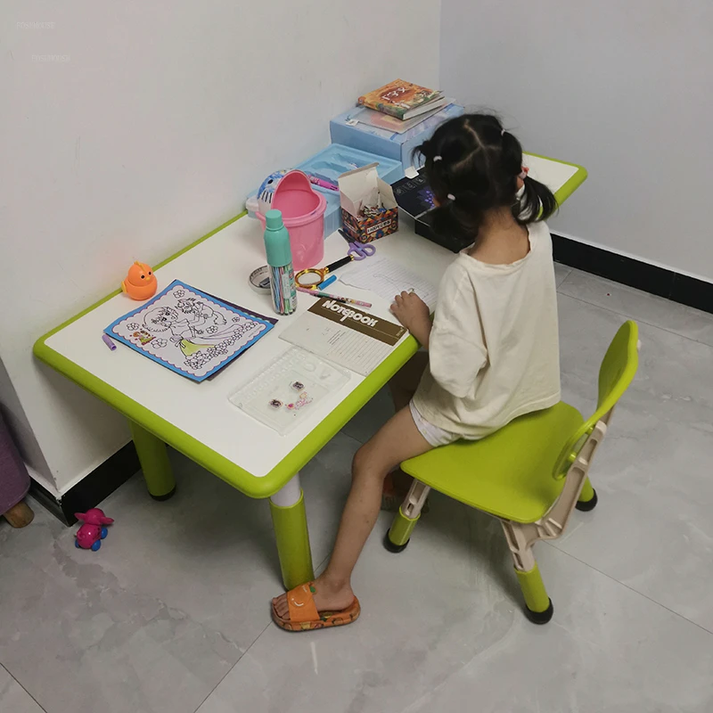 Children Tables Kindergarten Learning Table and Chair Can Lift Plastic Desks Home Can Write and Graffiti Table Painting Tables