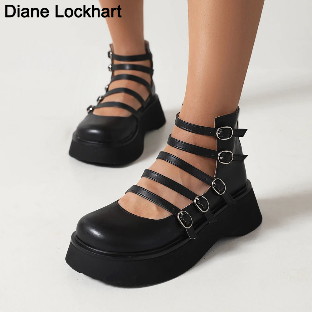 

Vintage Chunky Wedges Shoes Womens Narrow Band Round Toe Platform Lolita Mary Jane Flats Women 2022 Classics Fashion Loafers