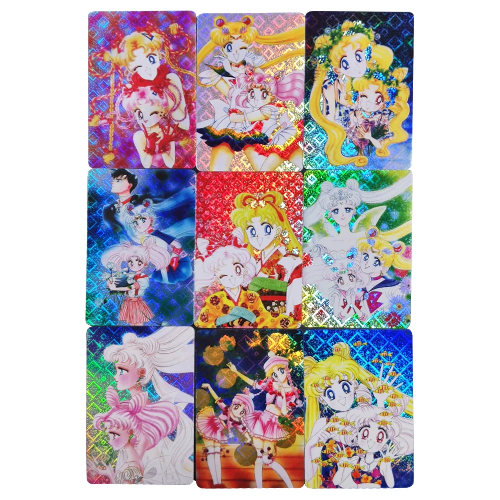 

Diy 20Pcs/set Tsukino Usagi Can be pasted Flash Card Aino Minako Hino Rei Chibiusa Sticker Classic Anime Collection Card