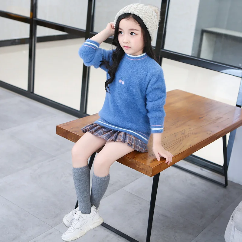 Ruffled Collar Knitted Pullover Sweater Top For Babies Toddlers Girls