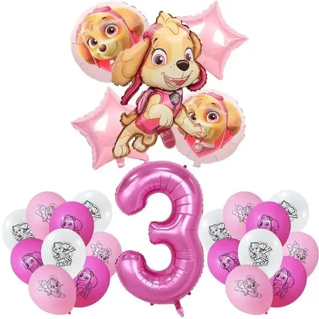 Buntes Cartoon PAW Patrol Geburtstagsballon-Set mit digitalem Himmel, Hund, Skye, dekoratives Zubehör für Kinder, Partyzubehör