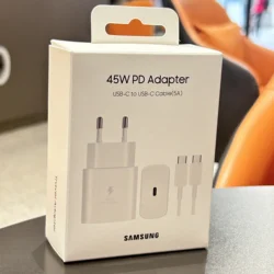 45W Super Fast Charger with Type C Cable - EU Adapter for EU White 1M Cable