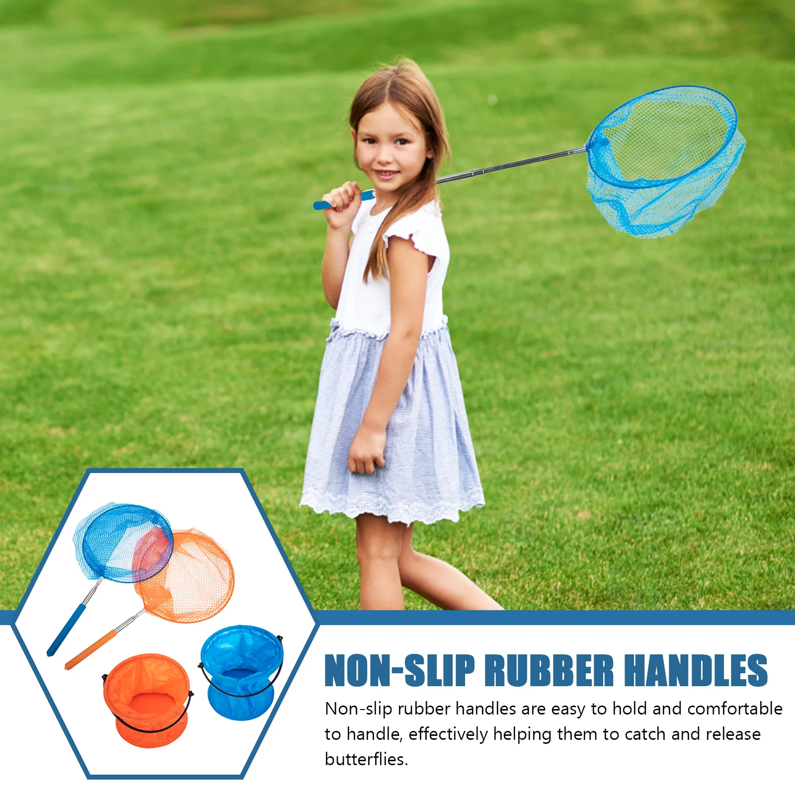 Tendycoco Fishing Nets 2 Sets Telescopic Fishing Net Kids Toys Bait Net Telescopic Catching Tools Netting Outdoor Child 3