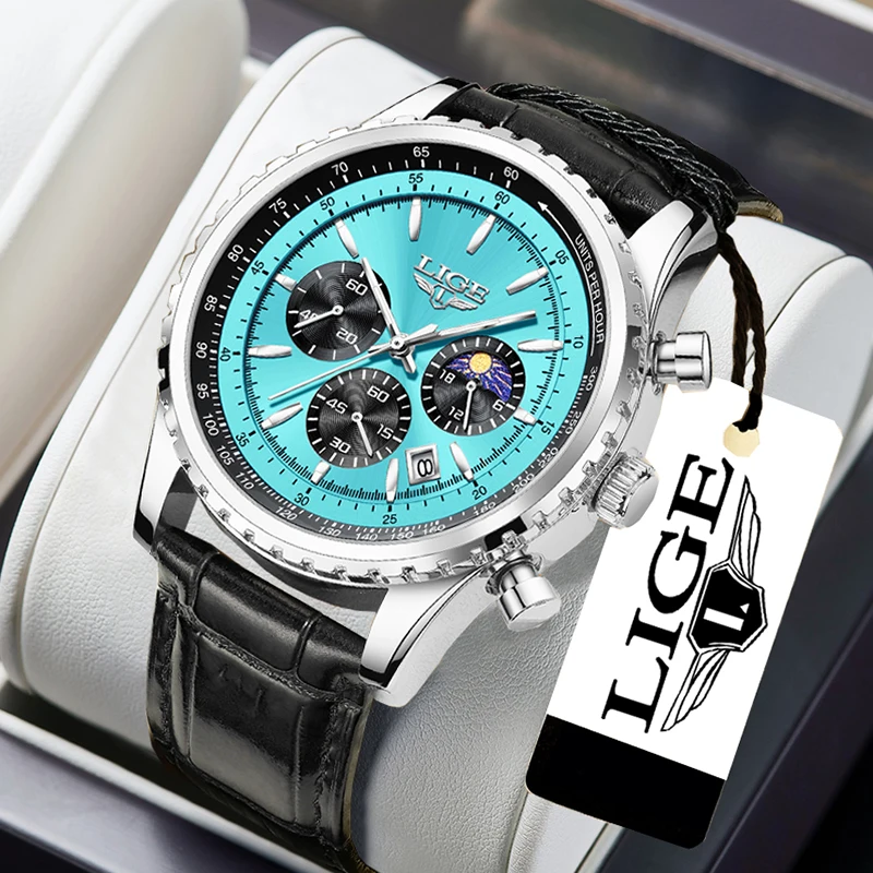 LIGE Fashion Date Quartz Men Watches Top Brand Luxury Male Clock Chronograph Sport Mens Wrist Watch  Relogio Masculino Big Dial