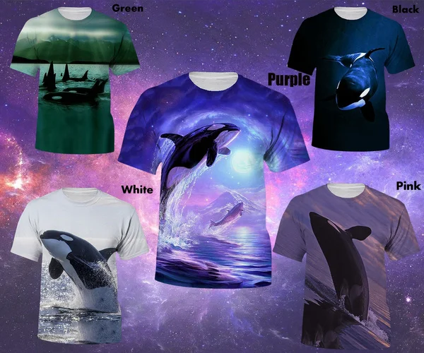 

Summer New Fashion Ocean Killer Whale 3D Printing Printing Men's Short-sleeved T-Shirt