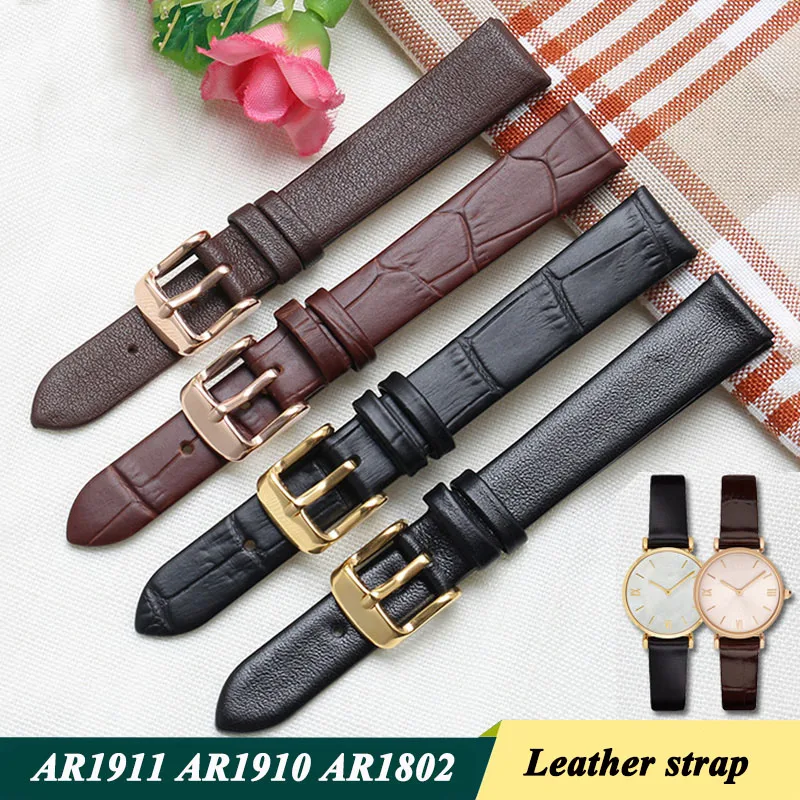 14mm Armani is full of stars Watch Band High Quality Genuine Leather Waterproof Strap For Armani  AR1911 AR1910 AR1802 Wristband