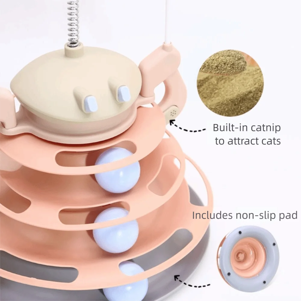 3 Layer Cat Toy Tower Interactive Physical Exerciser Cat Food Toy Entertaining Stimulating Pet Plaything Indoor Use - PeticaDeals