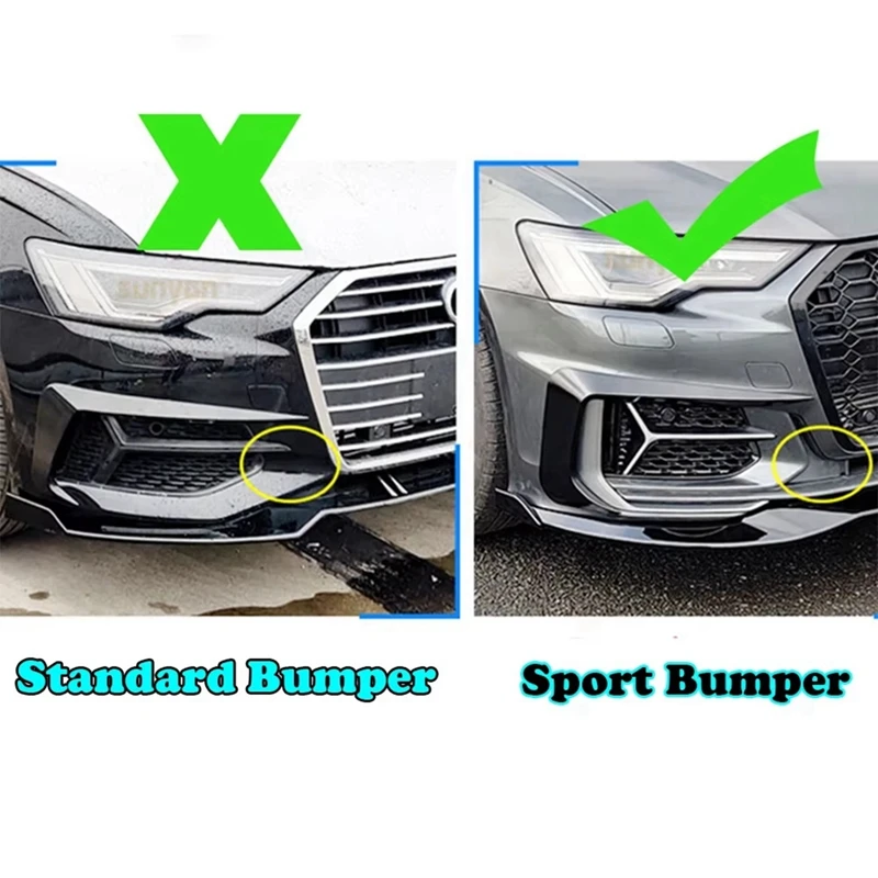 A74E-Front Bumper Grille Cover For A6 C8 S-Line-Fog Light Bezel Grill Honeycomb Mesh Style 4K0807151A