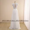 Exquisite Bohemian Wedding Dress Cap Sleeves Customized Boho Lace Bride  Chiffon A Line Beach Bridal Gown Customized Size 2