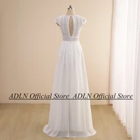 Exquisite Bohemian Wedding Dress Cap Sleeves Customized Boho Lace Bride  Chiffon A Line Beach Bridal Gown Customized Size 2